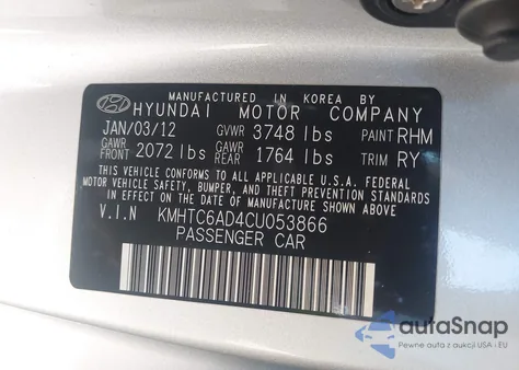 2012 Hyundai Veloster Base W/Gray from USA, damaged, VIN KMHTC6AD4CU053866